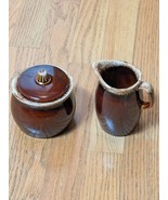 Vintage USA Hull Oven Proof Pottery Brown Drip Glaze Creamer set of 2 - €9,72 EUR