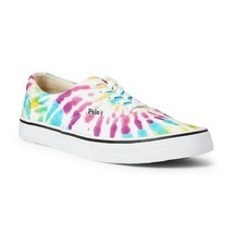 Ralph Lauren Thorton Men&#39;s Tie-Dye Canvas Sneaker in Rainbow Dye Print-S... - £42.34 GBP