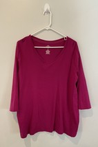 St John&#39;s Bay, Women&#39;s Top Size 2X Hot Pink V-Neck 3/4 Sleeve - $13.99