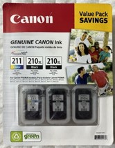 Canon 210XL Black PG210XL &amp; 211 Color Ink CLI-211 Set 2973B014 Sealed Retail Pk - £43.94 GBP