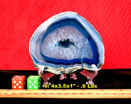 Blue AGATE QUARTZ Crystal Geode Slabs Coasters * FREE Stand * Choice of 10  3-6&quot; - £7.23 GBP+