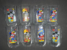 Mickey Mouse Clear Drinking Glass Collectible Set Of 8 Disney 2000 Mcdonalds Vtg - £96.40 GBP