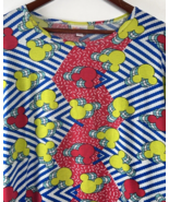 Disney Lularoe Irma Mickey Mouse Shirt Size Medium Blue Yellow Pink Brights - £14.08 GBP