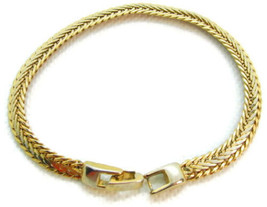 7&quot; Braided Rope Detailed Gold Tone Statement Estate Woman Vintage Bracelet - £11.72 GBP