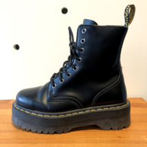 38 / 7 - 7.5 - Dr. Martens Black Leather Jadon Platform Combat Boots 0817SW - £125.81 GBP