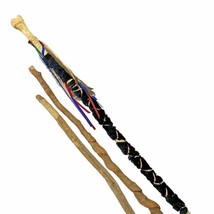 3 Natural Wood with Bark Walking Hiking Stick Staff 52in 56in 64in Used - £22.37 GBP