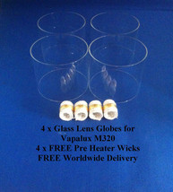 4 x Glass Lens Globes Vapalux M320 Bialaddin 320 4 x FREE Pre Heater Wicks - $98.01