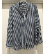 Paraphrase Navy/White Striped Blouse - Women’s Size L - £7.18 GBP