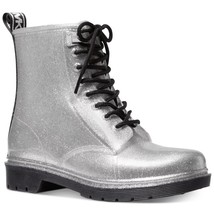 Michael Michael Kors Women Combat Boots Tavie Rainbootie Size US 8M Silver PVC - £103.64 GBP