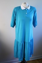 Vtg 80s Zoomers M Schoolgirl Collar Roller Skater Sack Dress Turquoise Blue - £86.57 GBP