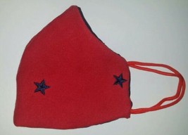 2 Fabric Face Masks In 1 Washable Reusable Reversible》Red Blue Stars》One Size - £10.19 GBP