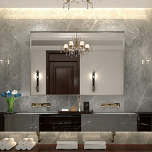 40x30inch Silver Rectangular Wall-mounted Beveled Bathroom Mirror - £119.73 GBP