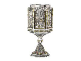 Life Of Jesus Wine Chalice with Stainless Steel Tumbler Electroplated Co... - $65.41