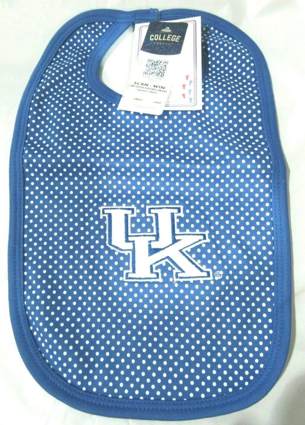 NCAA Kentucky Wildcats Embroidered Logo Blue w/Pin Dots Baby Bib 2 Feet Ahead - $14.95