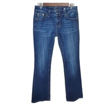 Miss Me Jeans 29&#39; Medium Bootcut Stretch Embroidered Whiskered Thick Stitch - $32.59