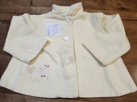 VINTAGE 1950&#39;S Baby Girl Jacket  Yellow Button Down Cotton Embroidered D... - $30.00