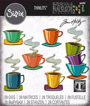 NIP Sizzix Thinlits Papercut Cafe 28pc #666287 NEW $24.99 Tim Holtz - $14.80