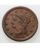 1856 1C Slanted 5 Large Cent in Extra Fine XF Condition, Brown Color Nic... - £45.89 GBP