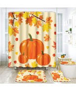 Pumpkin Bathroom Set with Shower Curtain and Rugs Accessories Halloween ... - £40.28 GBP