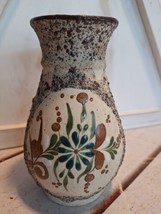 Vintage Mexican Stoneware Pottery Tonala Hand Painted Ceramic 6&quot; Floral ... - $17.57
