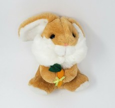Vintage 1990 Fordlet Brown Baby Bunny Rabbit W Carrot Stuffed Animal Plush Toy - £22.41 GBP
