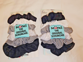Scunci Scrunchies 2 Packs 12 Scrunchies Black &amp; White Soft &amp; Mesh New - £11.36 GBP