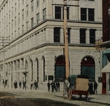 1909 Fairbanks Building Main Street Springfield Ohio Postcard Buggy Bank Signs - £13.82 GBP