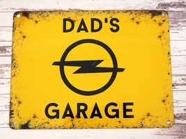 Opel Dad’s garage Yellow metal wall poster decor motorcycle Tin Sign man... - $28.71+