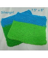 Hand Knit Soft 100% Cotton Dish/Face Cloths Many Colors About 7&quot;- 8&quot;  - £3.92 GBP
