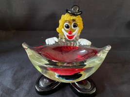 Murano Art Glass Hand Blown Clown  Bowl Ashtray Trinket Dish - $229.00
