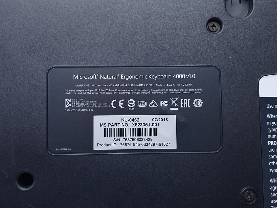 Microsoft Natural Ergonomic Keyboard 4000 V1.0 USB Wired Black  TESTED Item image 14