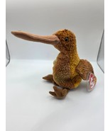 TY Beanie Baby Beak Kiwi Bird 1998 – MWMT, PVC Pellets, Curly Plush, Rare - $124.24 MXN