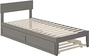 AFI Boston Twin XL Size Platform Bed with Twin XL Trundle in Grey - £409.26 GBP