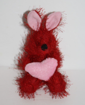 Oriental Trading Easter Bunny Rabbit Mini 5&quot; Red Eyelash Plush Valentine Heart - £6.94 GBP