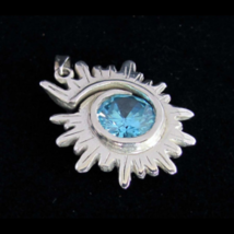 Spiral shaped Sterling silver Pendant with a Stunning Light Blue CZ high polishe - £39.96 GBP