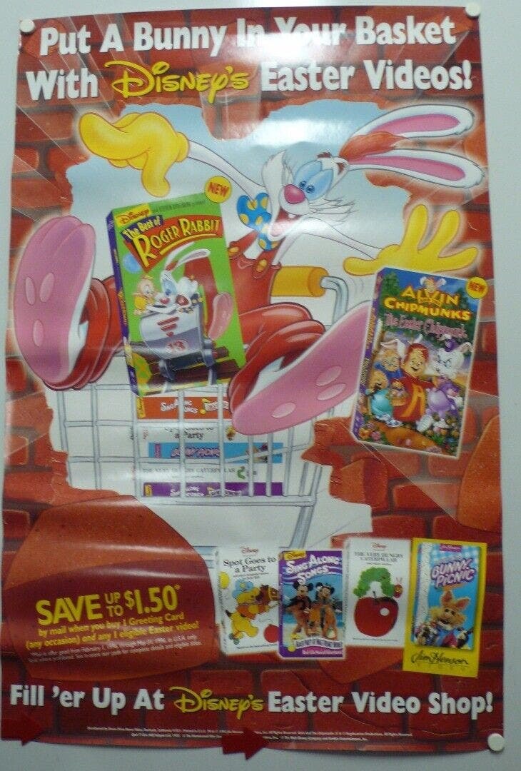 Primary image for DISNEY EASTER VIDEO PROMOTIONAL Poster made in 1995