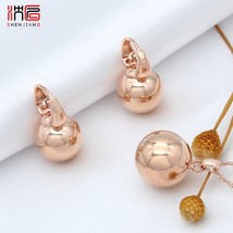 SHENJIANG New Arrivals 585 Rose Gold Smooth Round Metal Dangle Earrings Jewelry  - £18.07 GBP