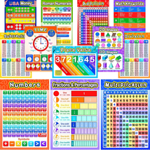Educational Math Posters for Kids 12 Pieces with 80 Glue Point Dot for Elementar - £19.90 GBP