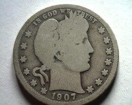 1907 Barber Quarter Dollar Good+ G+ Nice Original Coin Bobs Coins Fast Shipment - $13.00