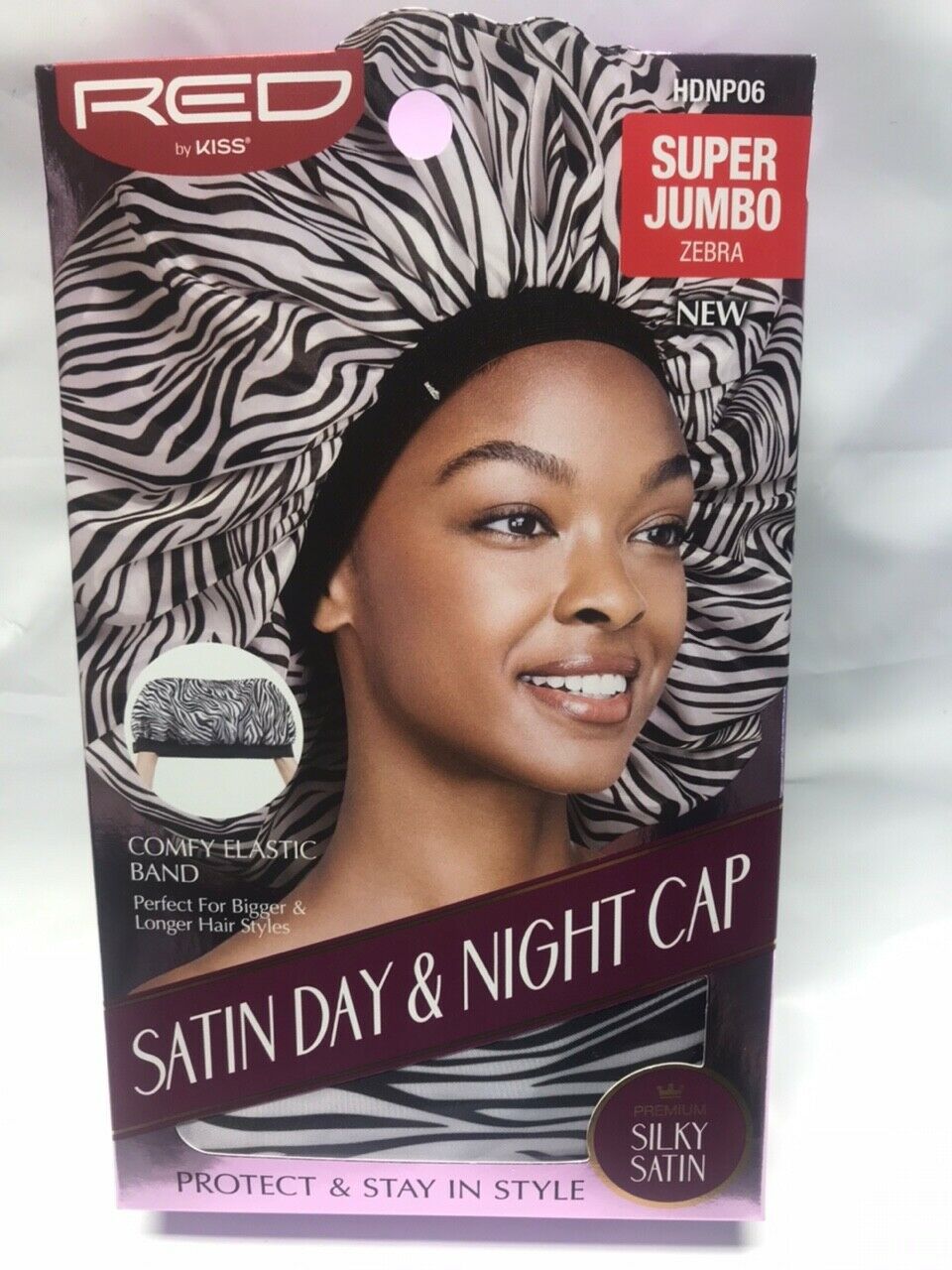 RED BY KISS SATIN DAY &amp; NIGHT CAP SUPER JUMBO ZEBRA HDNP06 - $5.95