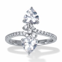 PalmBeach Jewelry 1.92 TCW Sterling Silver Heart Shaped Cubic Zirconia Ring - £31.96 GBP