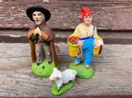 3 ANTIQUE COMPOSITION TOY PUTZ PEOPLE FIGURES 2 3/4&quot; GERMANY SHEEP - $14.80