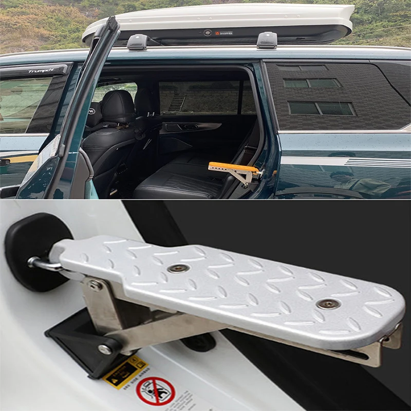 Iversal 440 lbs aluminum car roof rack step fit door latch rooftop up hook stand pedals thumb200