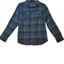 Eddie Bauer Green Pink Black Long Sleeve Button Up Flannel Women&#39;s Size S - £16.29 GBP