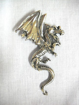 Flying Horned Dragon Usa Cast Pewter Pendant Adj Cord Cotton Necklace - £9.63 GBP