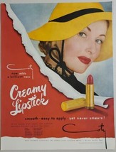 1949 Print Ad Coty Creamy Lipstick Pretty Lady in Summer Hat - $13.93