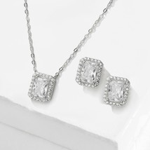 ZAKOL Classic Sliver Color Square Cubic Zirconia Jewelry Sets for Women Bridal W - £17.79 GBP