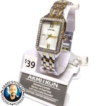 Armitron Women&#39;s Gold Silver Two Tone Stainless Steel Crystals Bracelet Watch  - £27.17 GBP