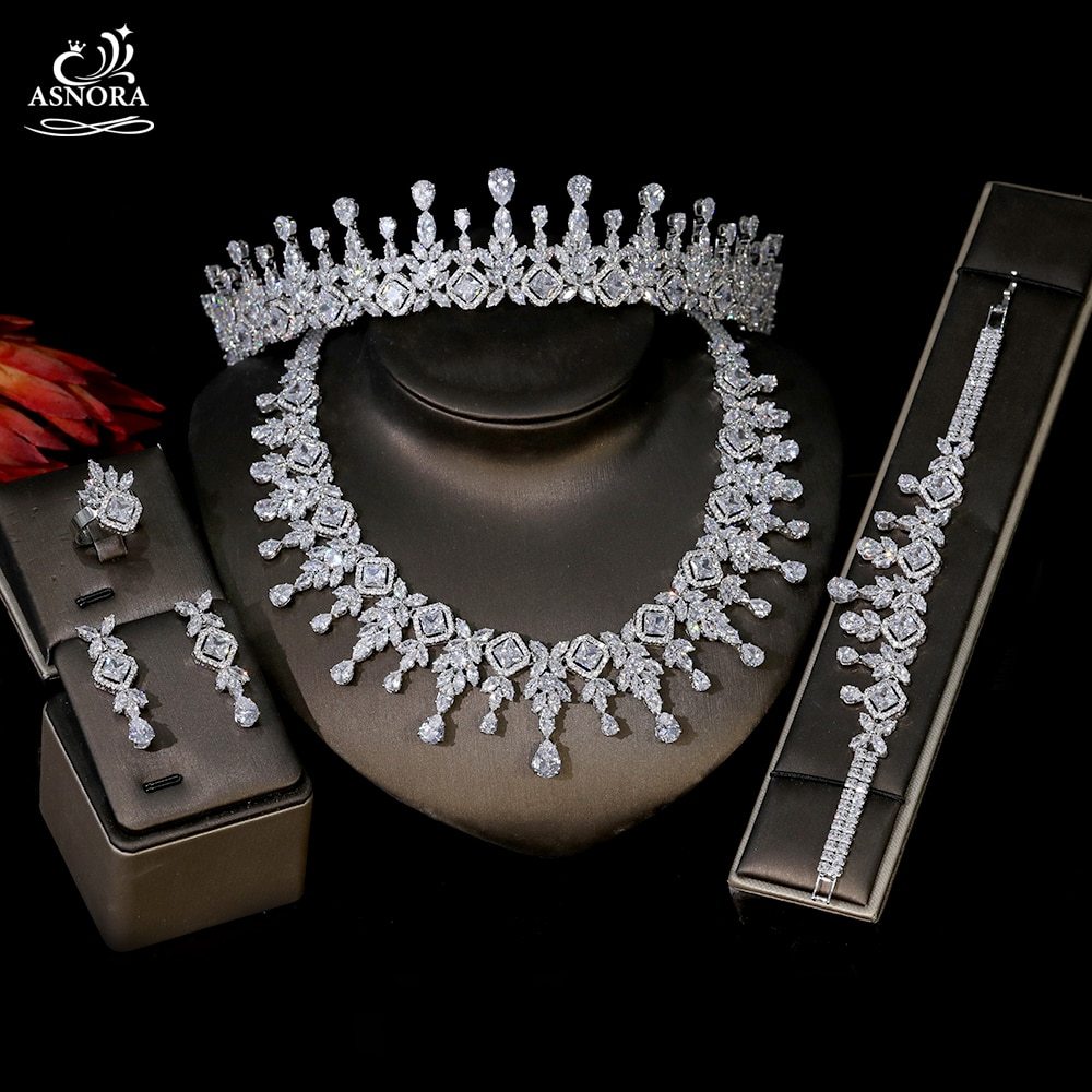 Fashion Jewelry Ladies Jewelry Set, Cubic Zirconia Necklace Set Bracelet Ring Ea - £210.90 GBP