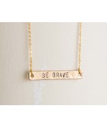 Be brave necklace, hand stamped Be Brave, Be Kind necklace, golden bar n... - £19.98 GBP